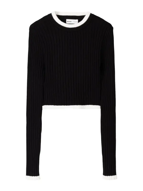 Bershka Bershka Pulover  crna / bijela
