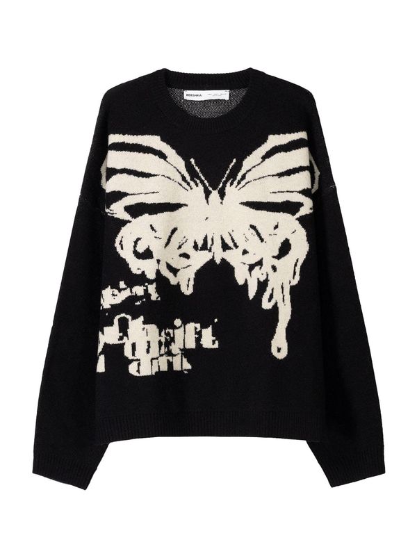 Bershka Bershka Pulover  crna / vuneno bijela
