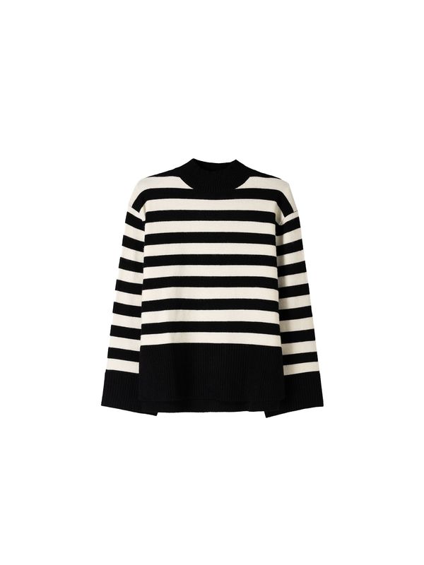 Bershka Bershka Pulover  crna / vuneno bijela