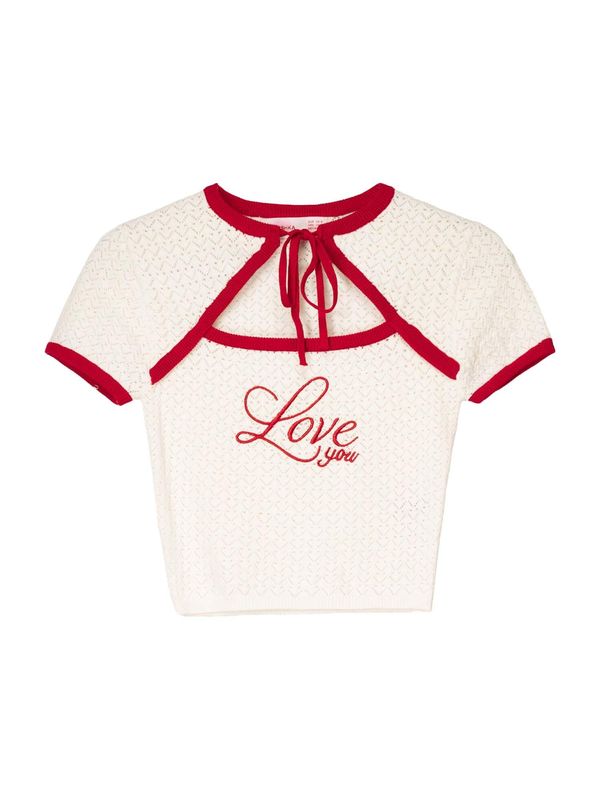 Bershka Bershka Pulover  ecru/prljavo bijela / crvena