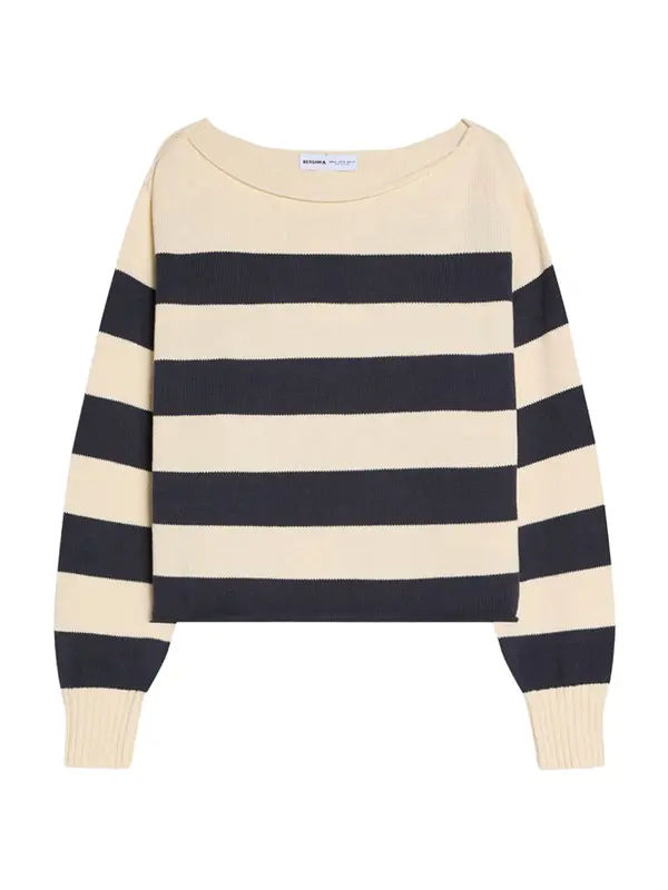 Bershka Bershka Pulover  ecru/prljavo bijela / mornarsko plava