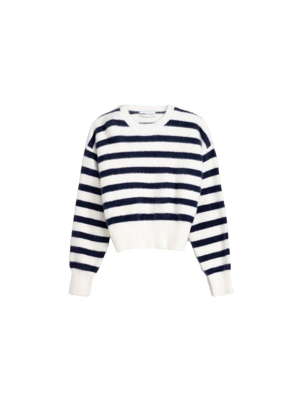 Bershka Bershka Pulover  mornarsko plava / bijela