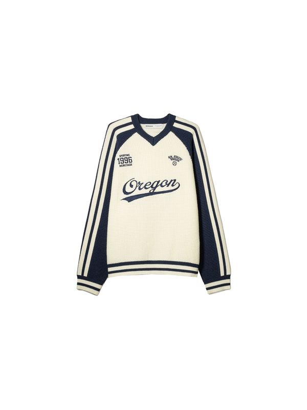 Bershka Bershka Pulover  mornarsko plava / prljavo bijela