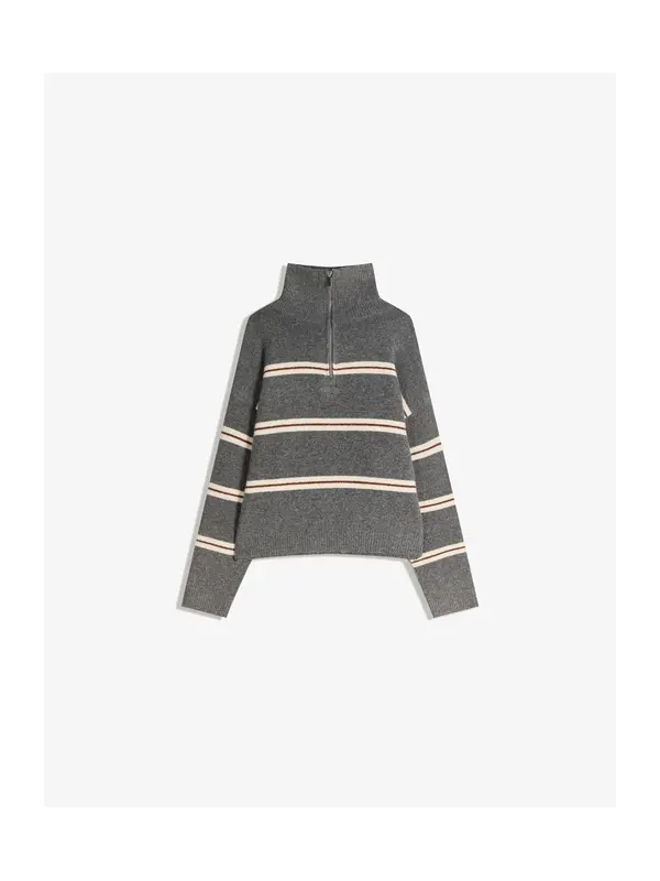Bershka Bershka Pulover  smeđa / tamo siva / bijela