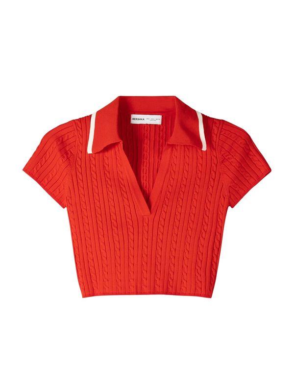 Bershka Bershka Pulover  svijetlocrvena / prljavo bijela