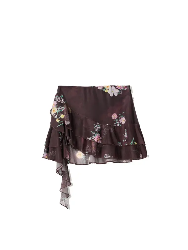 Bershka Bershka Suknja  žuta / zelena / patlidžan / roza