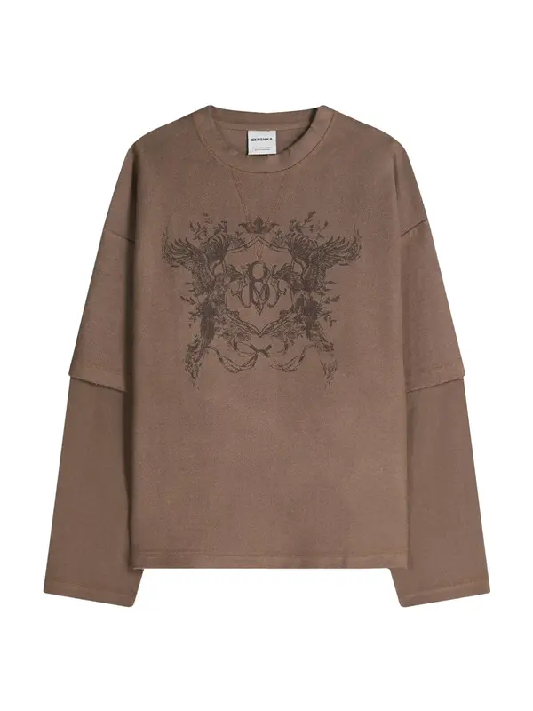 Bershka Bershka Sweater majica  čokolada / tamno smeđa