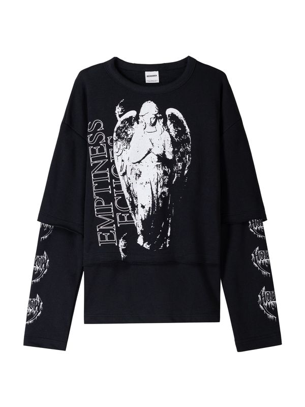 Bershka Bershka Sweater majica  crna / bijela