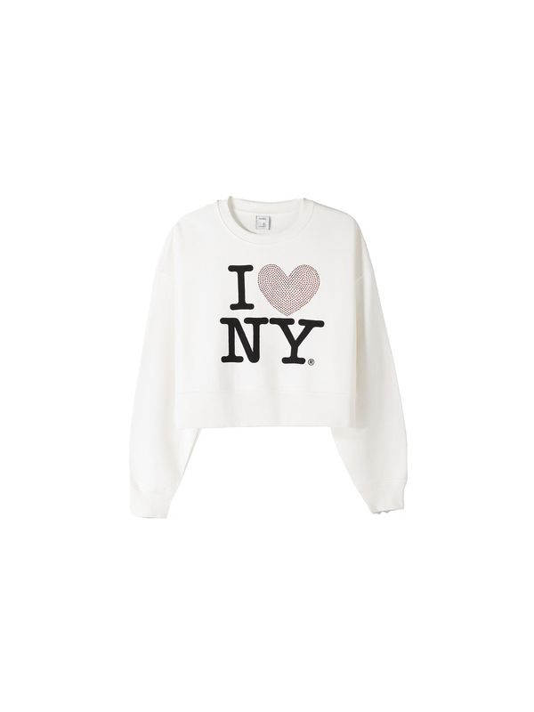 Bershka Bershka Sweater majica  crvena / crna / bijela
