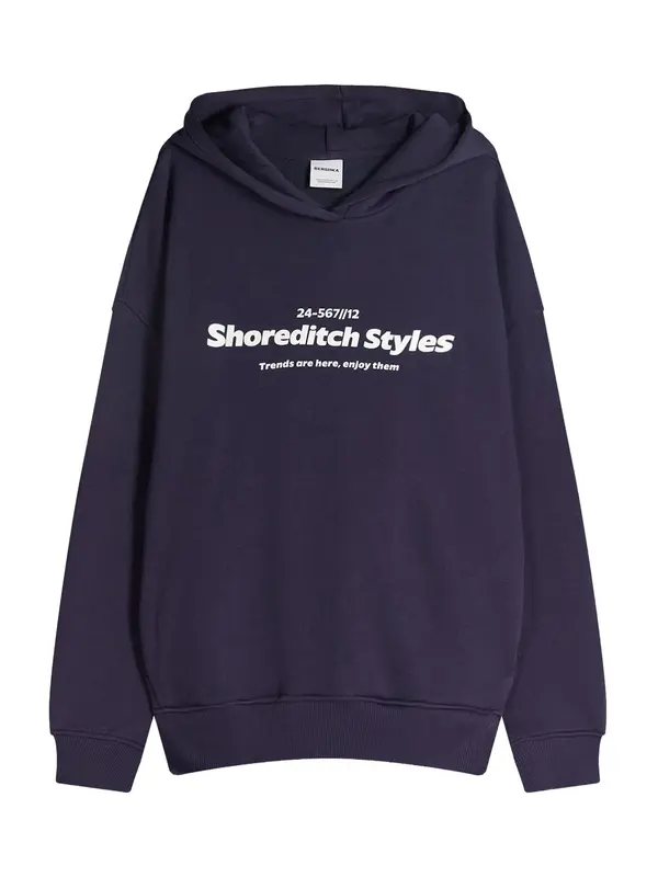 Bershka Bershka Sweater majica  mornarsko plava / bijela
