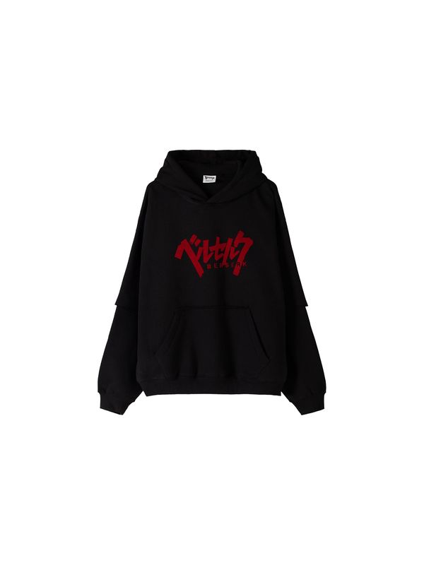 Bershka Bershka Sweater majica  rubin crvena / crna