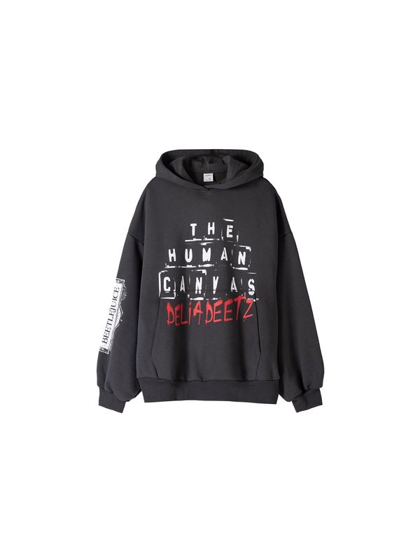 Bershka Bershka Sweater majica  siva / crvena / bijela