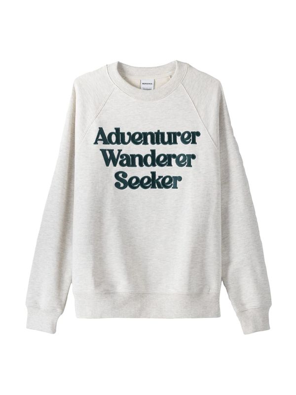 Bershka Bershka Sweater majica  siva / tamno zelena