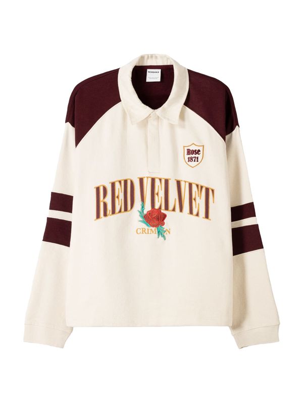 Bershka Bershka Sweater majica  svijetlobež / tirkiz / višnja / merlot