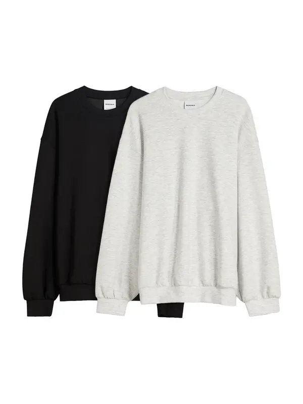 Bershka Bershka Sweater majica  svijetlosiva / crna