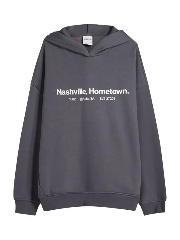 Bershka Bershka Sweater majica  tamo siva / bijela