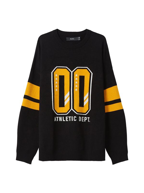 Bershka Bershka Sweater majica  žuta / crna / bijela