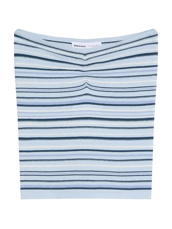 Bershka Bershka Top s naramenicama  mornarsko plava / golublje plava / svijetloplava / bijela