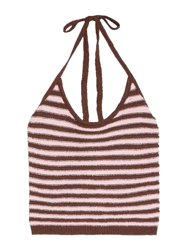 Bershka Bershka Top s naramenicama  tamno smeđa / roza