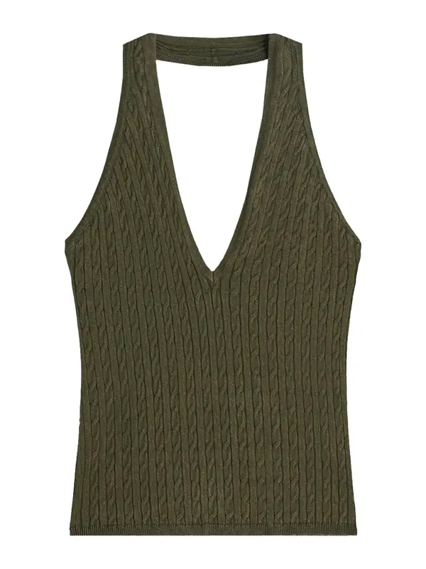Bershka Bershka Top s naramenicama  tamno zelena