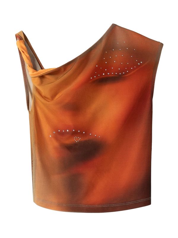 Bershka Bershka Top  smeđa / narančasta / tamno narančasta / prozirna