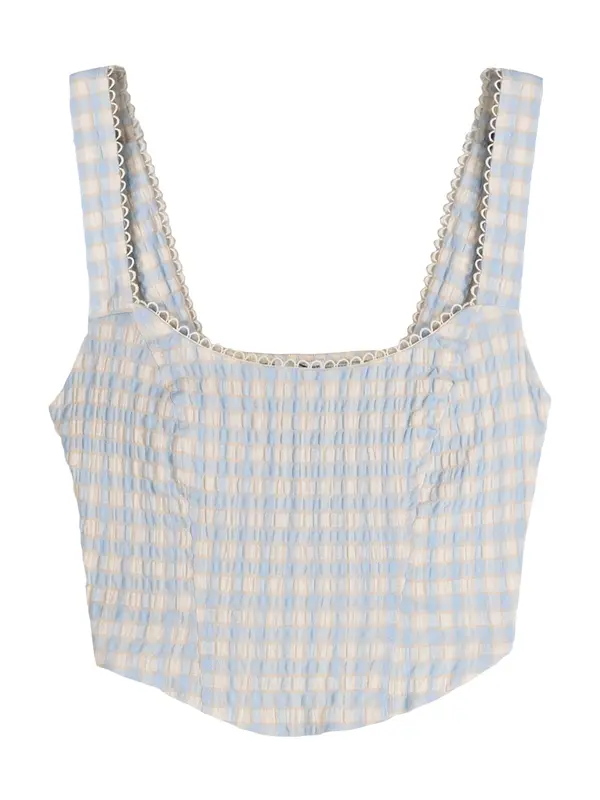 Bershka Bershka Top  svijetloplava / tamo žuta / prljavo bijela