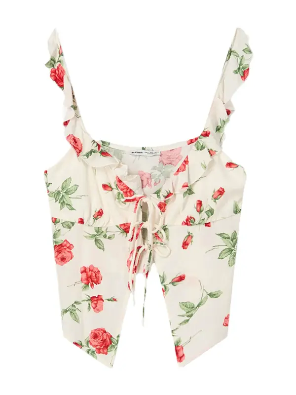Bershka Bershka Top  zelena / roza / crvena / bijela