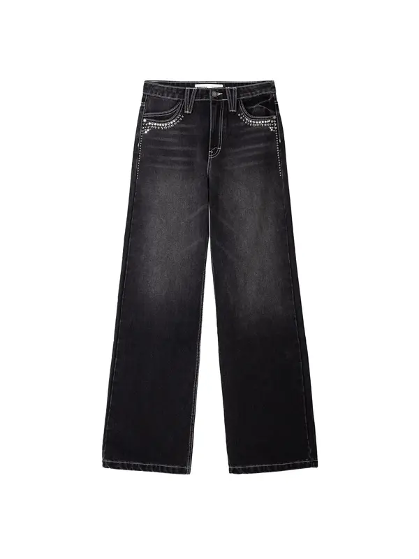 Bershka Bershka Traperice  crni traper / prozirna