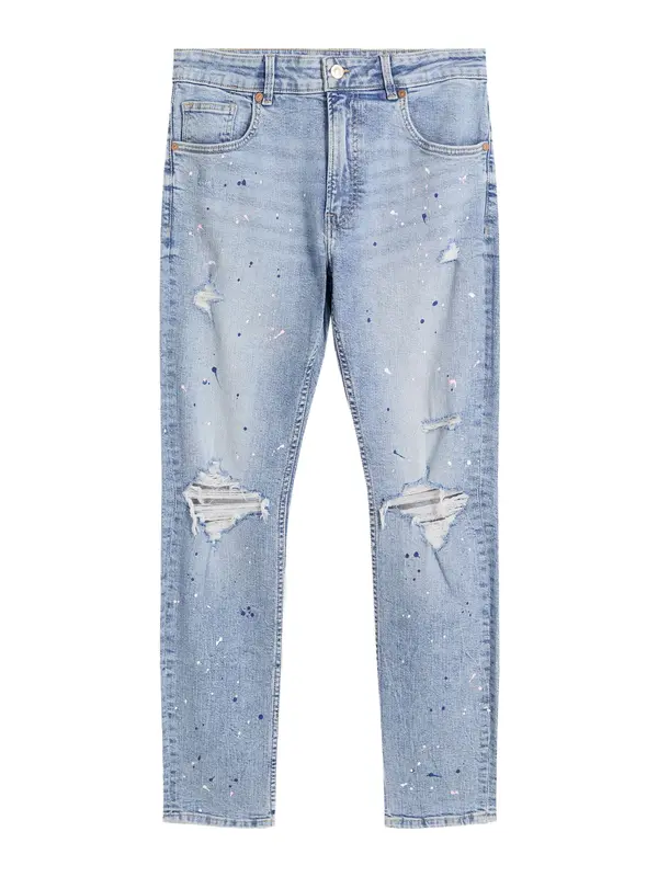 Bershka Bershka Traperice  mornarsko plava / svijetloplava / puder roza / bijela