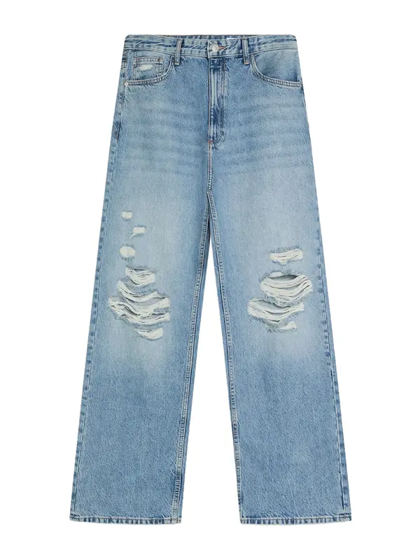 Bershka Bershka Traperice 'VINTAGE'  plava
