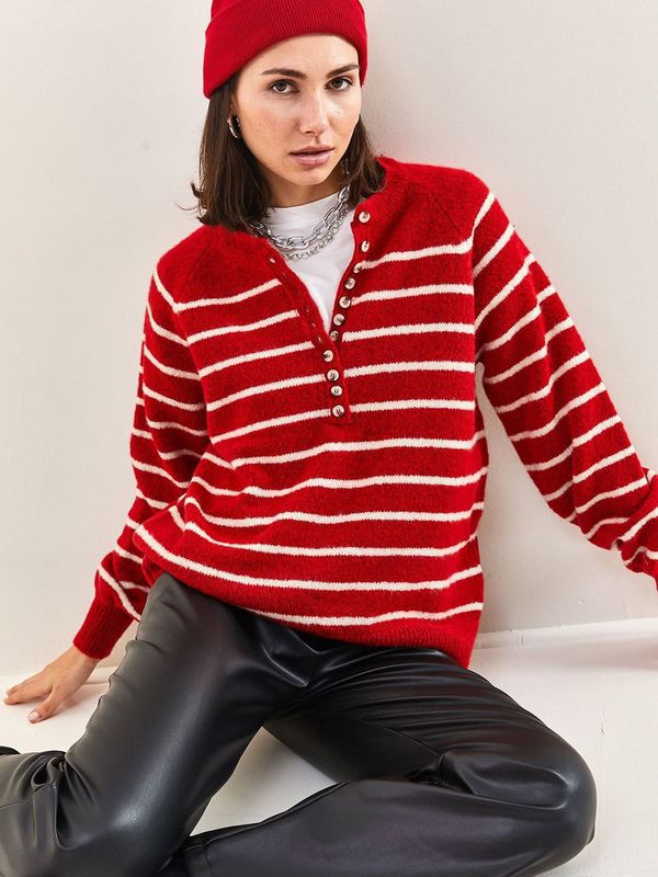 Bianco Lucci Bianco Lucci Pulover  crvena / bijela