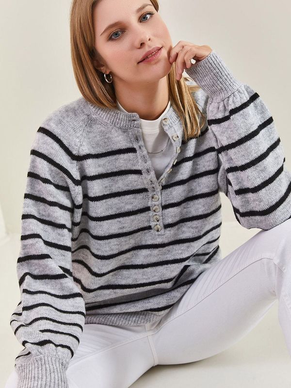 Bianco Lucci Bianco Lucci Pulover  siva melange / crna