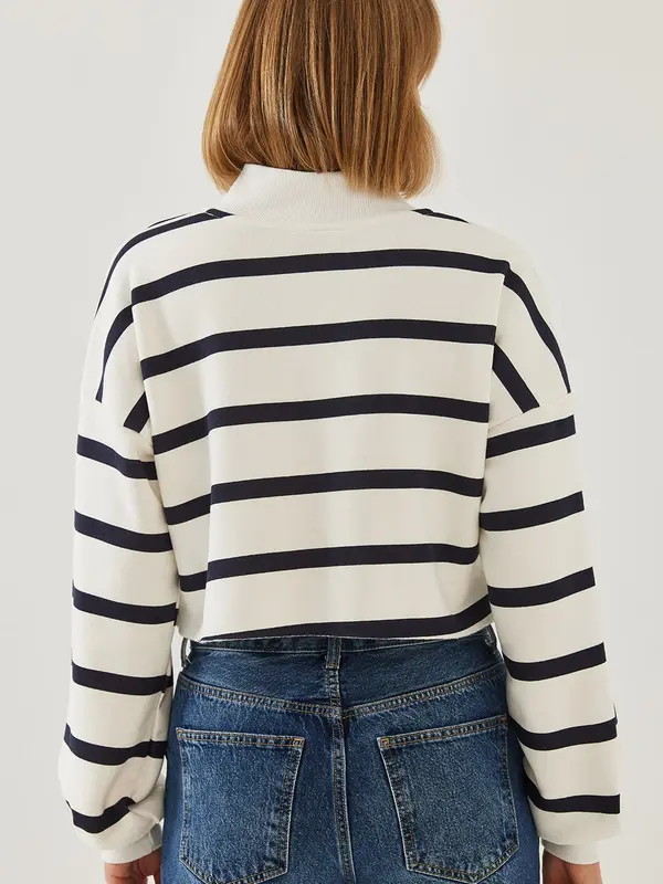 Bianco Lucci Bianco Lucci Sweater majica  noćno plava / bijela