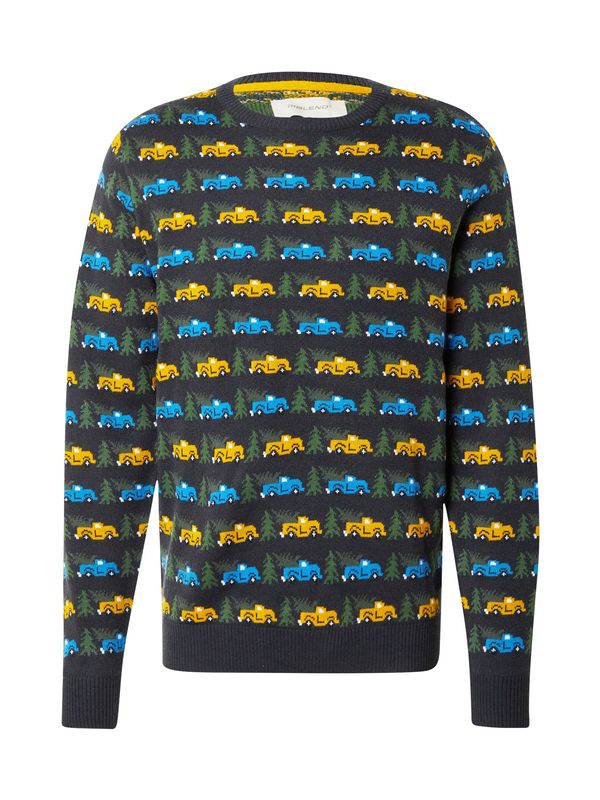 BLEND BLEND Pulover  plava / mornarsko plava / žuta / zelena