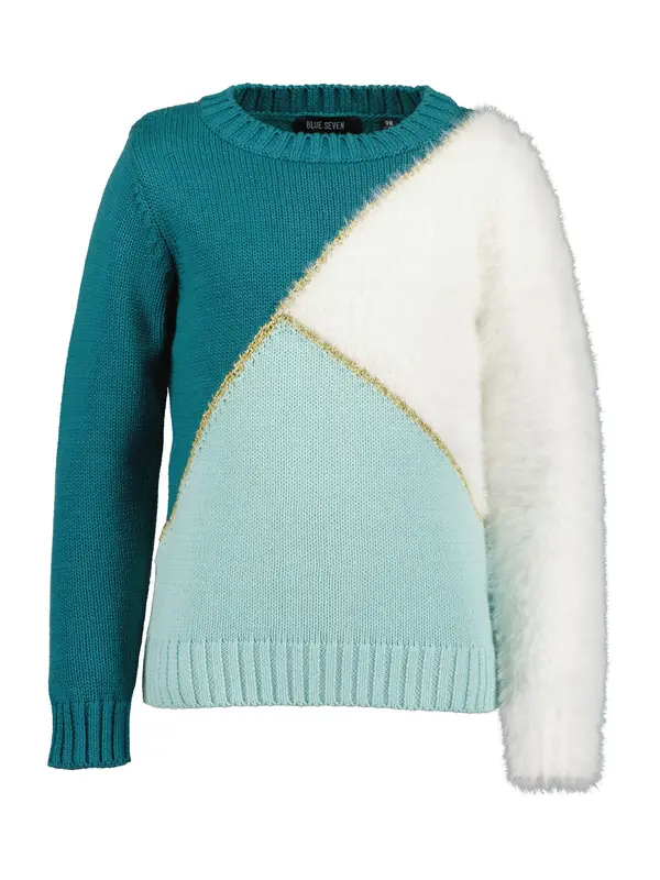 BLUE SEVEN BLUE SEVEN Pulover  zlatna / menta / kraljevski zelena / bijela