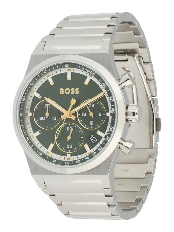 BOSS BOSS Analogni sat 'CANDOR CHRONO'  zlatna / tamno zelena / srebro