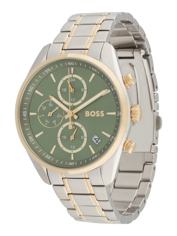 BOSS BOSS Analogni sat 'GRAND TOUR'  zlatna / zelena / srebro