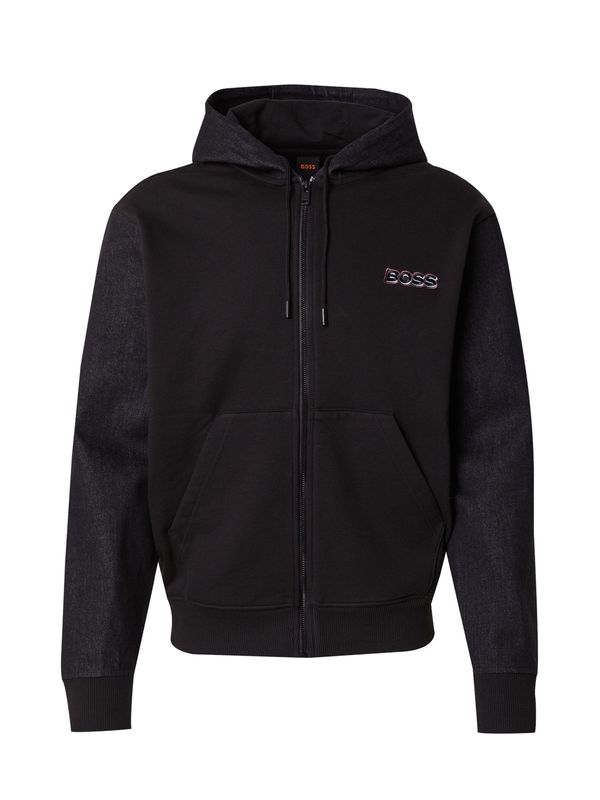 BOSS BOSS Gornji dio trenirke  ružičasto crvena / crna / crni traper / prljavo bijela