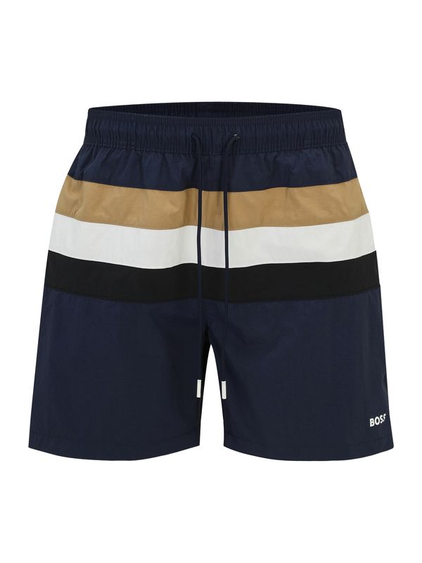 BOSS BOSS Kupaće hlače 'Louis'  boja devine dlake (camel) / tamno plava / bijela