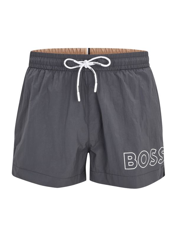 BOSS BOSS Kupaće hlače 'Mooneye'  tamo siva / bijela