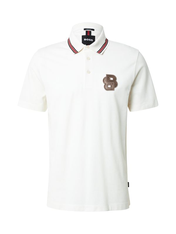 BOSS BOSS Majica 'C-Parris 10'  smeđa / jarko crvena / crna / bijela