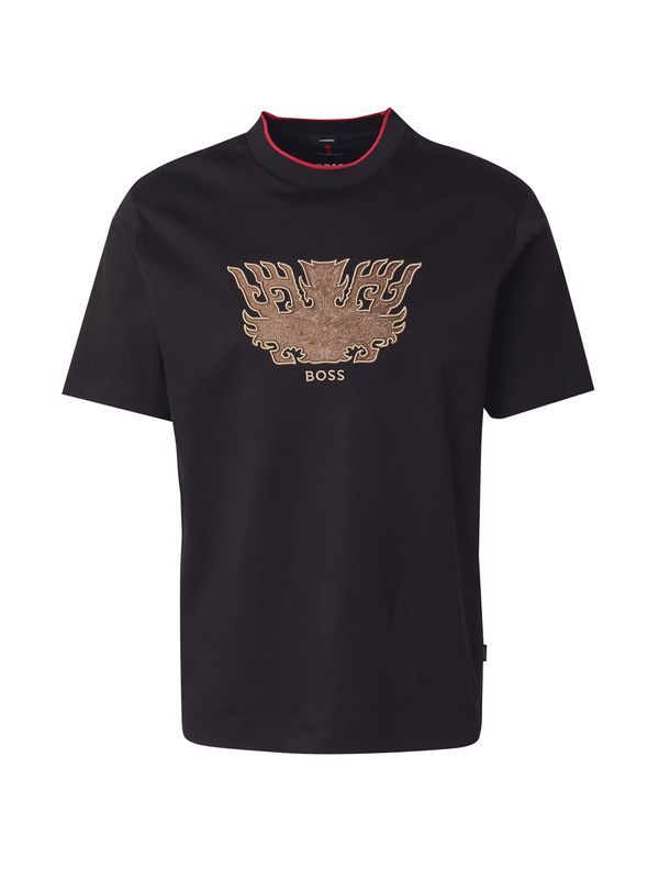 BOSS BOSS Majica 'C-Taut 10'  smeđa / svijetlosmeđa / crna