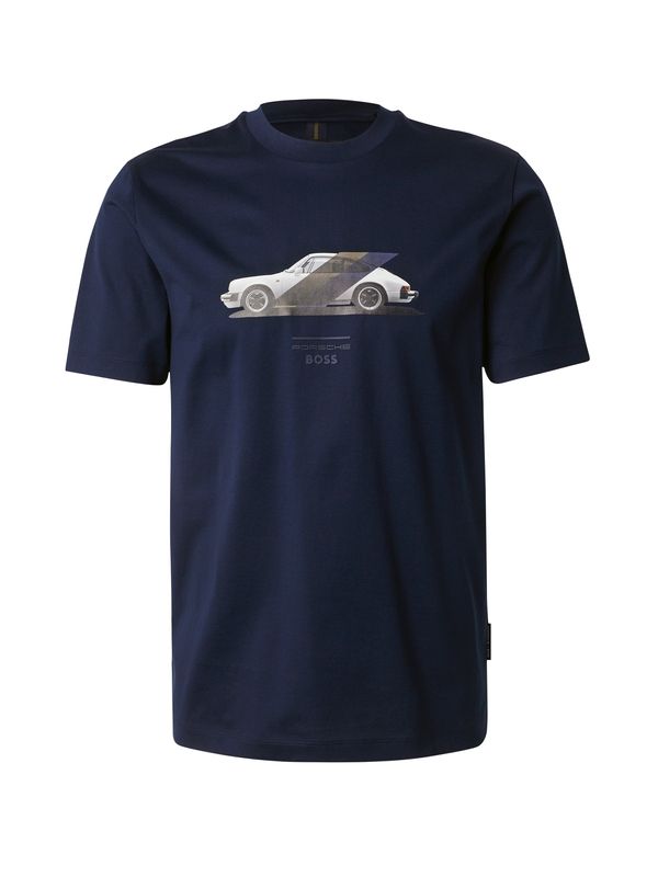 BOSS BOSS Majica 'C-Thompson 71'  mornarsko plava / bež siva / crna / bijela