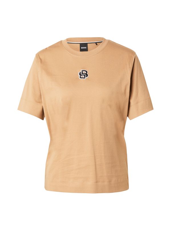 BOSS BOSS Majica 'Elpha'  boja devine dlake (camel) / crna / bijela
