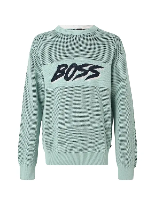 Boss BOSS Pulover 'Kaywatch'  svijetlozelena / crna / bijela