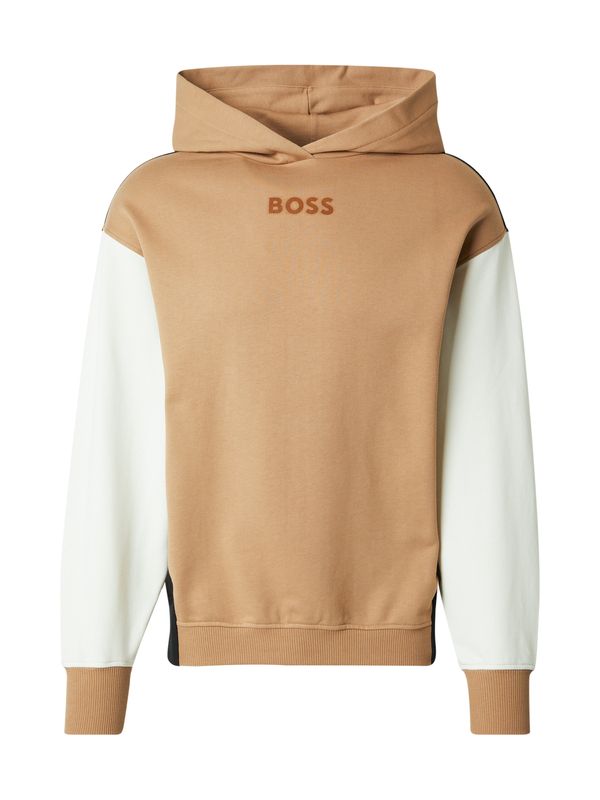 BOSS BOSS Sweater majica 'Econy'  boja devine dlake (camel) / smeđa / crna / bijela