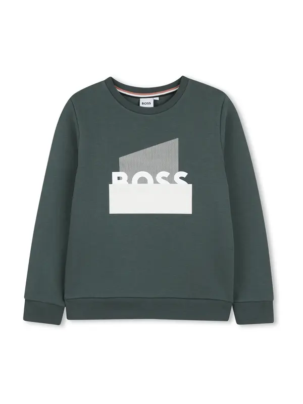 Boss BOSS Sweater majica  kraljevski zelena / bijela
