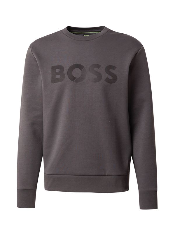 BOSS BOSS Sweater majica 'Salbo'  tamo siva / crna