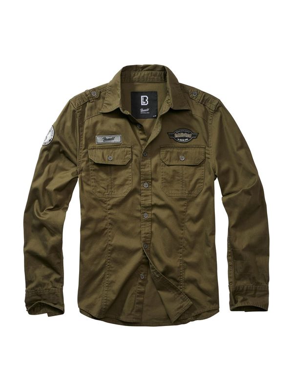 Brandit Brandit Košulja 'Luis'  maslinasta / crna / bijela