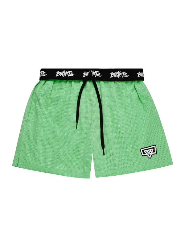 Bucketz Bucketz Sportske hlače 'All Day'  limeta / crna / bijela